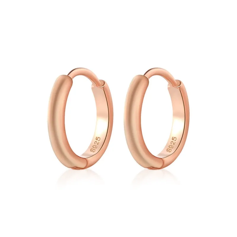 Glossy Sterling Silver Hoop Earrings