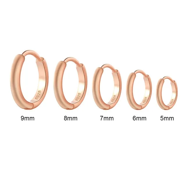 Glossy Sterling Silver Hoop Earrings