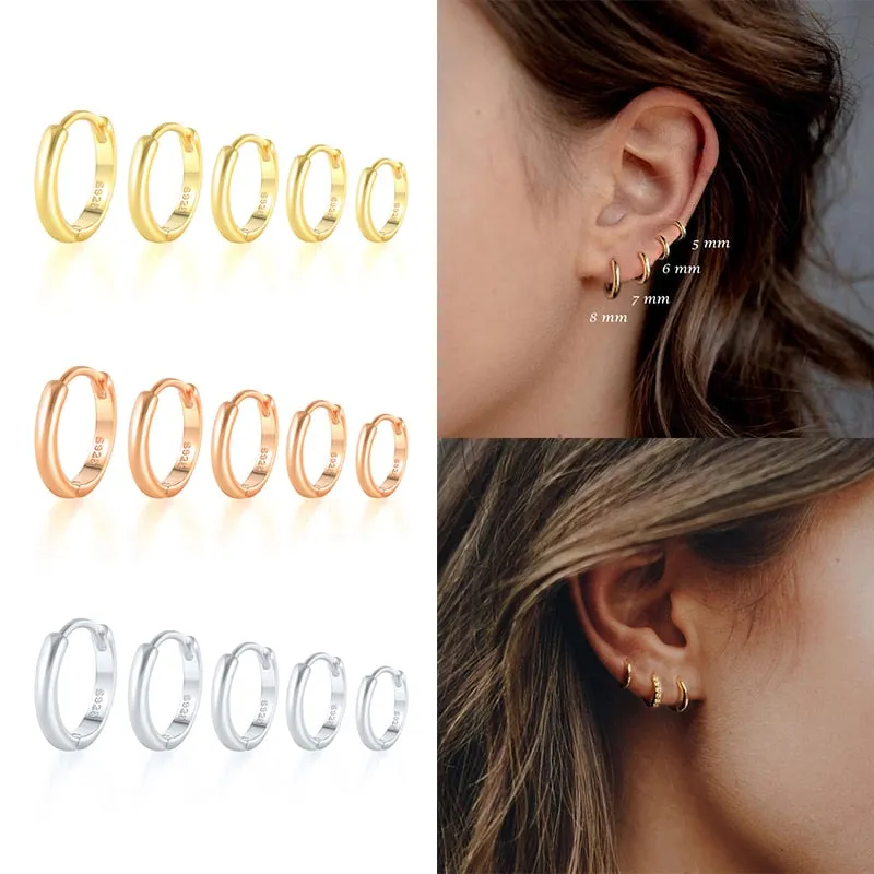 Glossy Sterling Silver Hoop Earrings