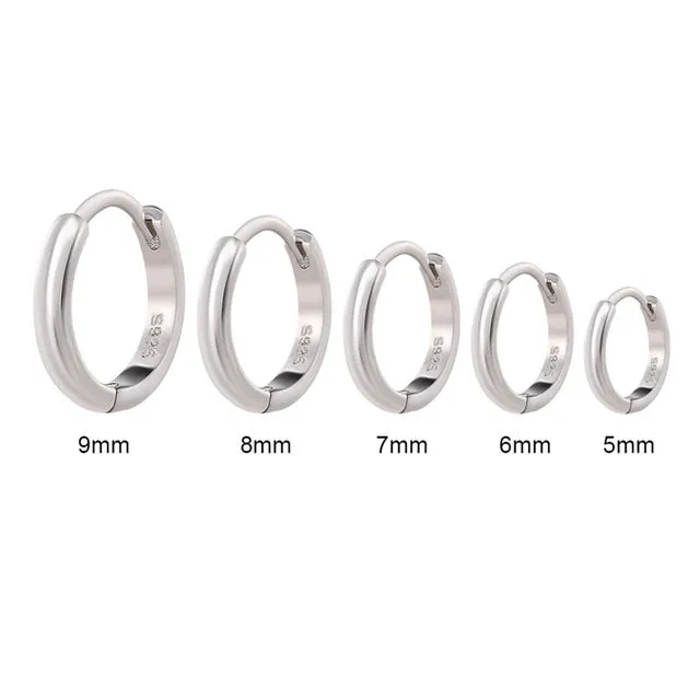 Glossy Sterling Silver Hoop Earrings