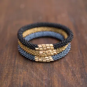 Gold Beaded Earthquake Relief Bracelet Stack