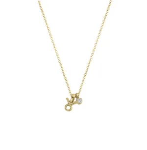 Gold Mini Taurus Horoscope & Diamond Birthstone Necklace