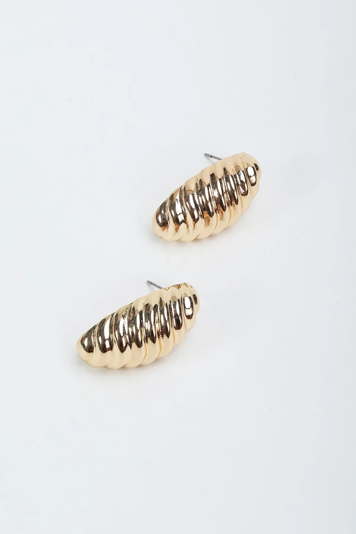 Gold Oval Swirl Earrings