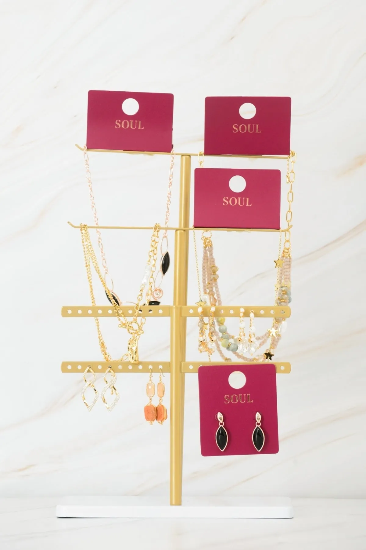 Gold Oval Swirl Earrings