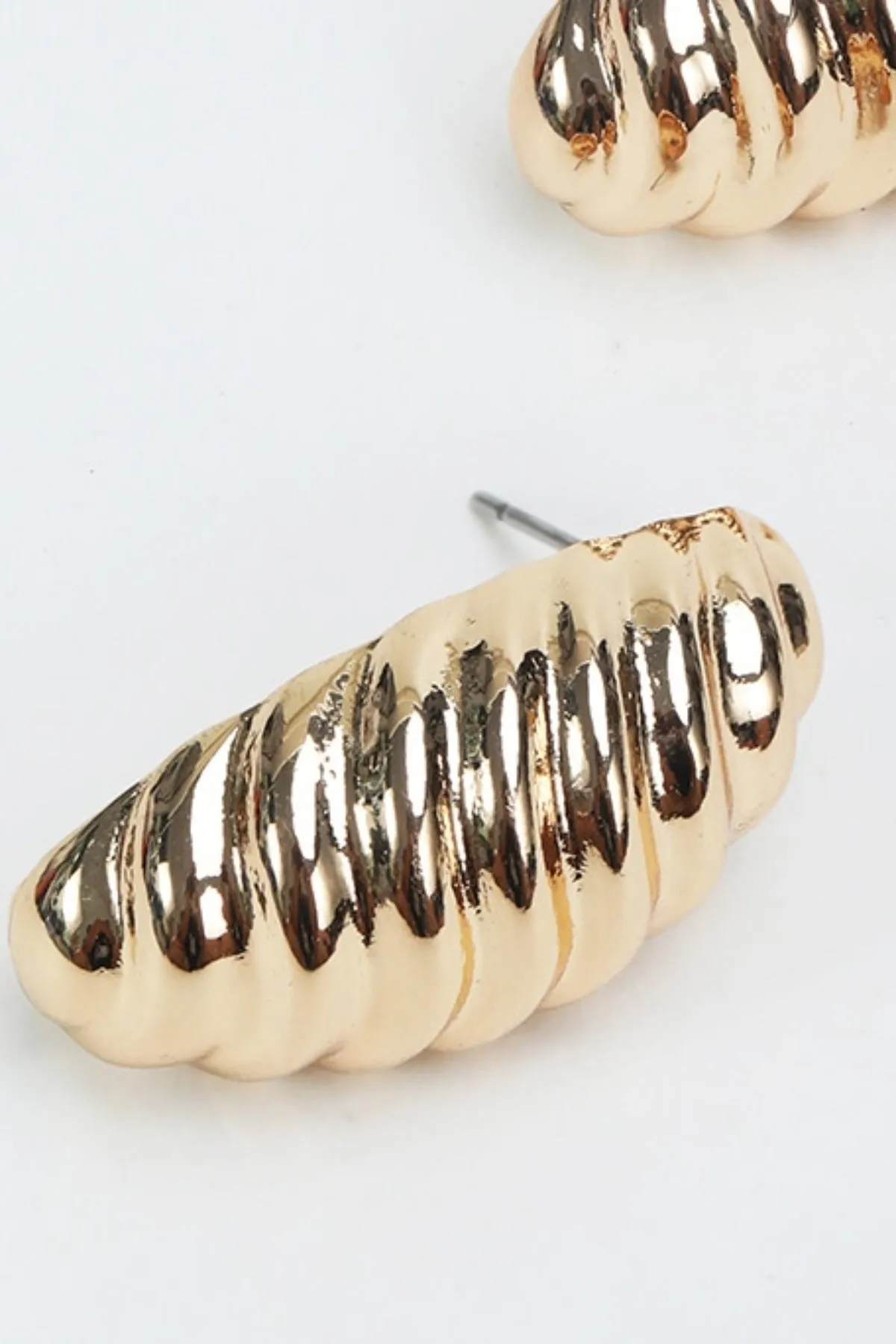 Gold Oval Swirl Earrings