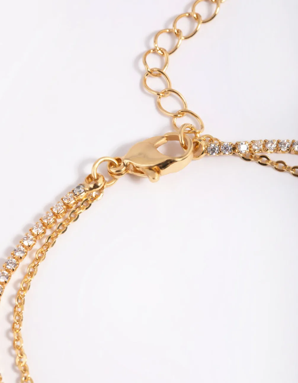Gold Plated Brass Cubic Zirconia & Pearl Bracelet