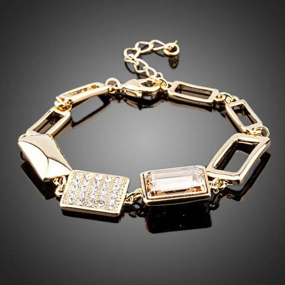 Gold Plated Champagne Crystal Bracelet
