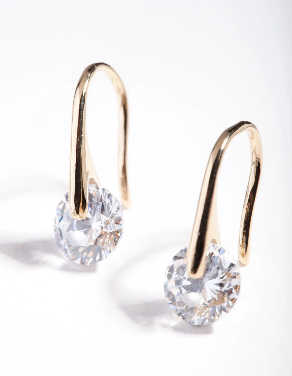 Gold Plated Sterling Silver Sleek Mini Hook Drop Earrings
