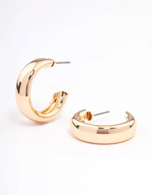 Gold Wide Rectangle Hoop Earrings