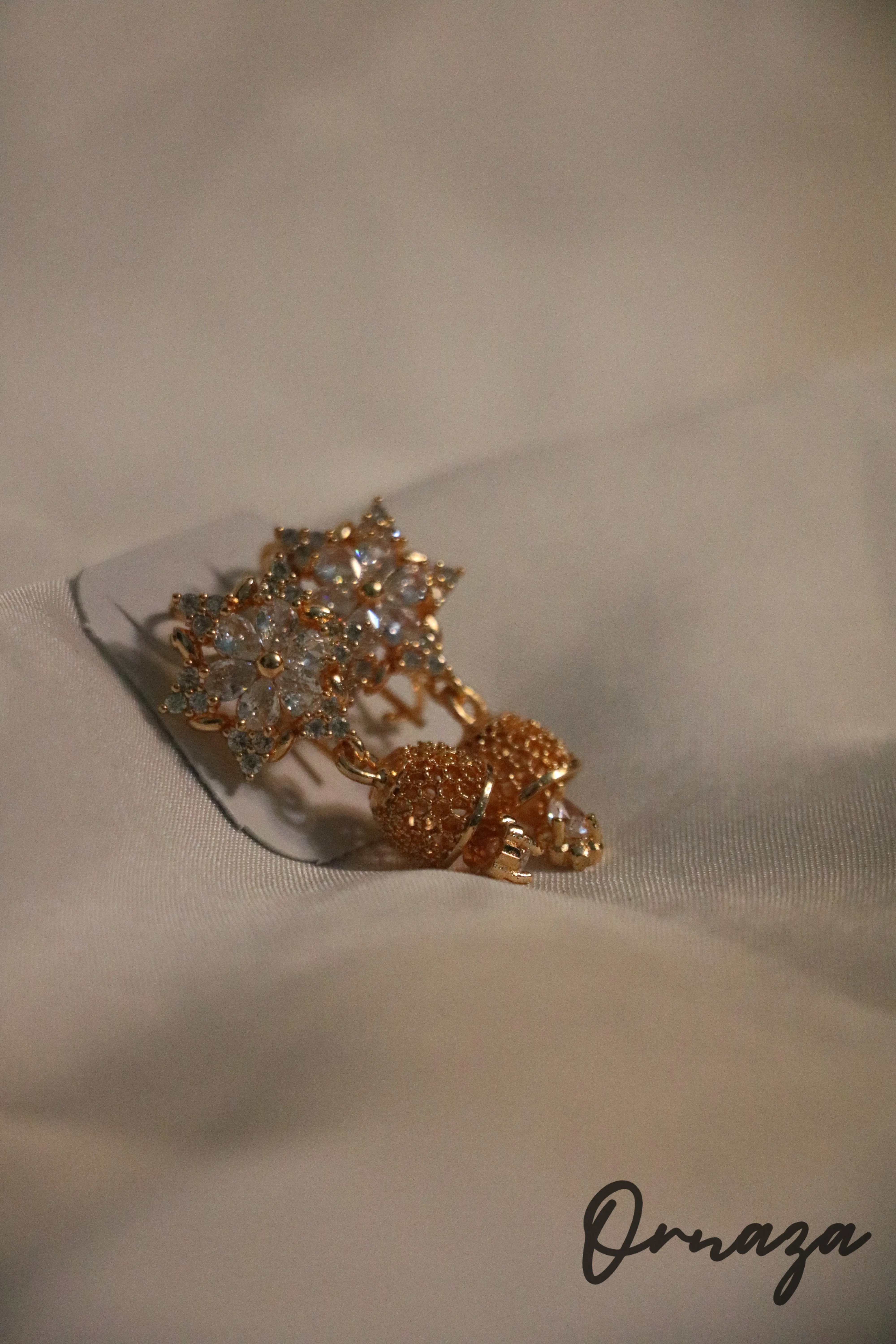 Golden Floral Diamond Stud Earrings - The Ultimate Statement of Elegance