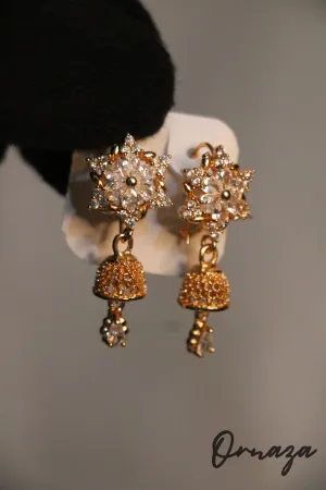 Golden Floral Diamond Stud Earrings - The Ultimate Statement of Elegance