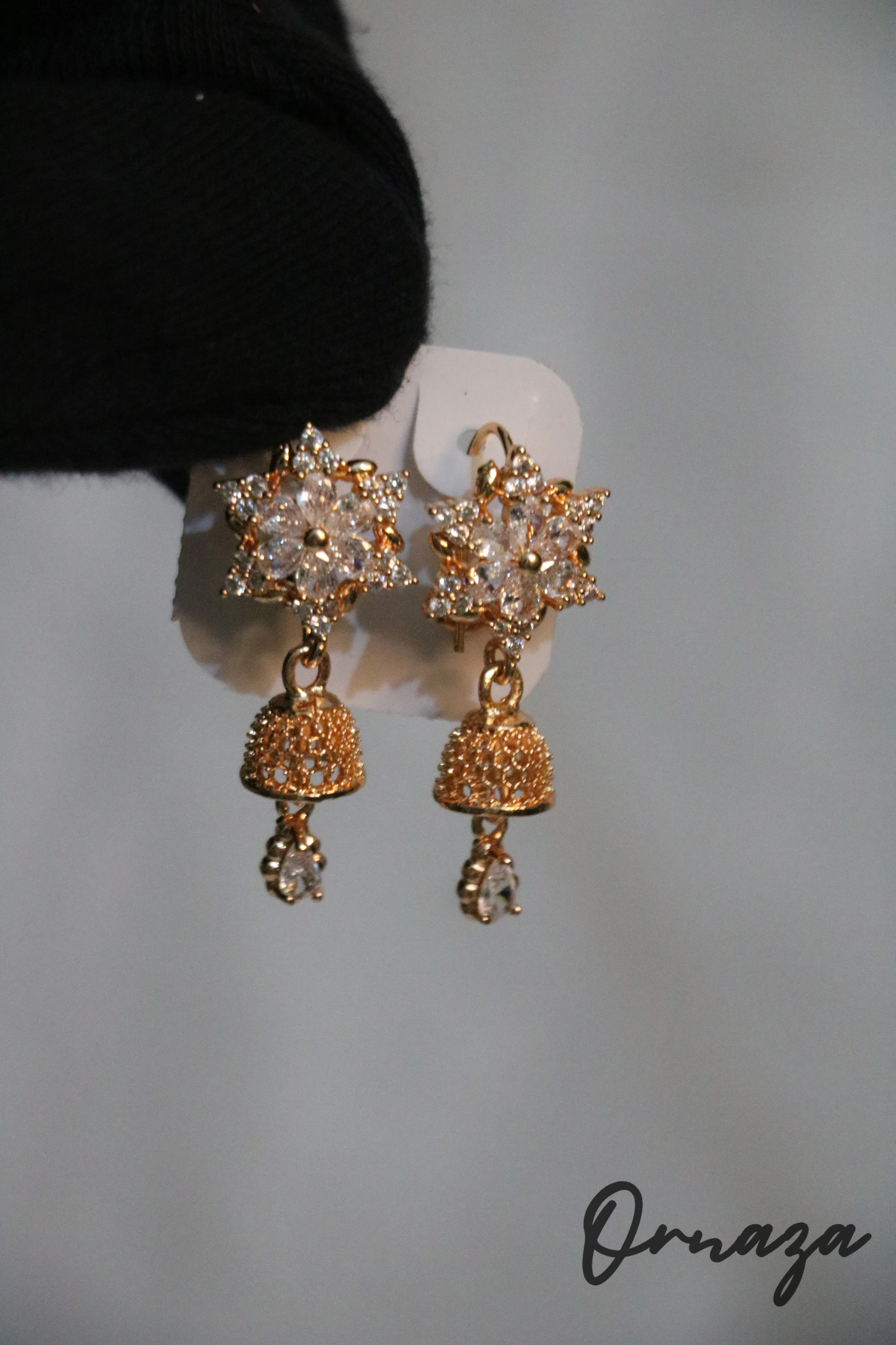 Golden Floral Diamond Stud Earrings - The Ultimate Statement of Elegance