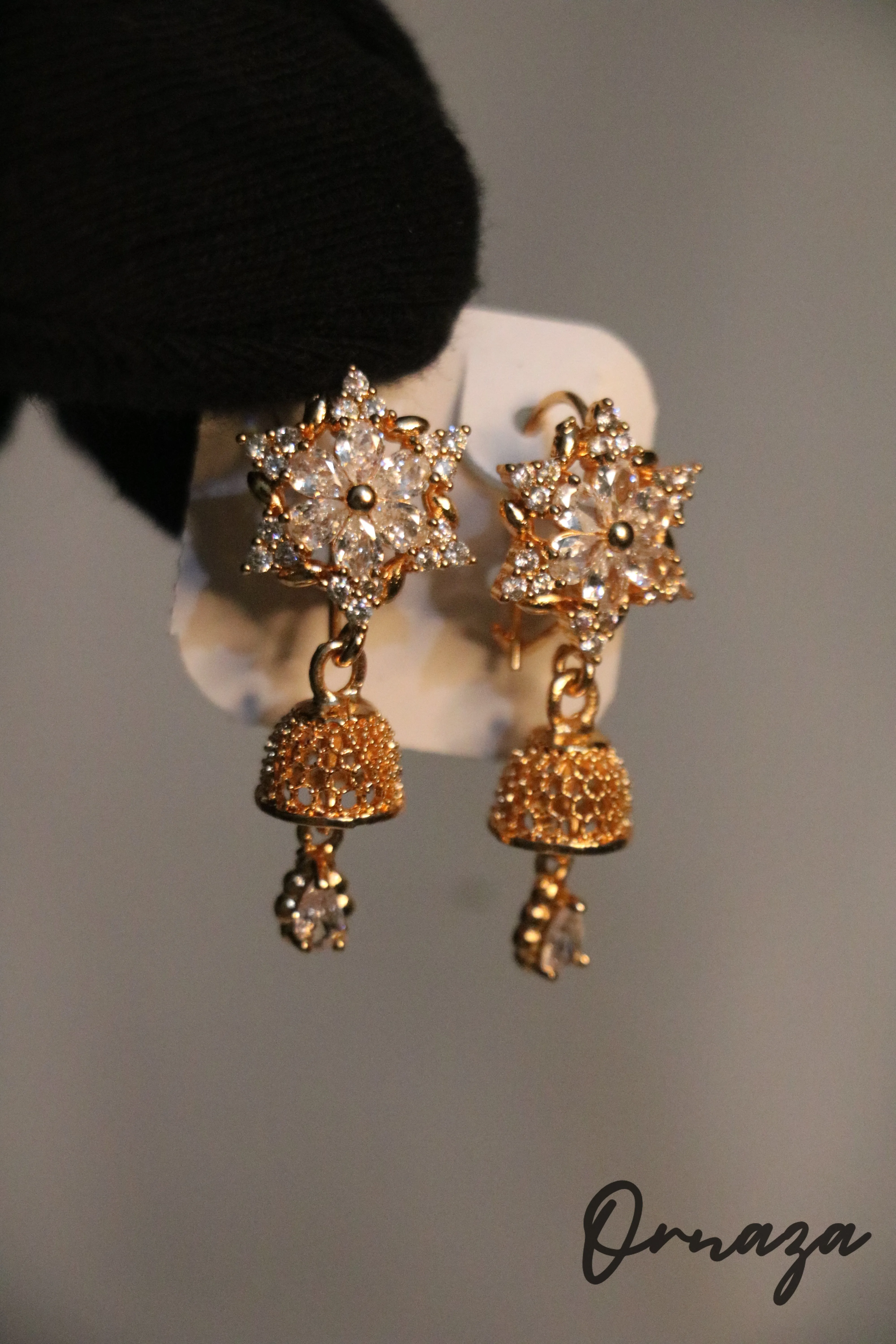 Golden Floral Diamond Stud Earrings - The Ultimate Statement of Elegance