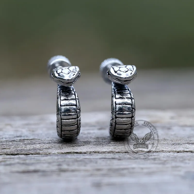 Gothic Cobra Snake Stainless Steel Stud Earrings
