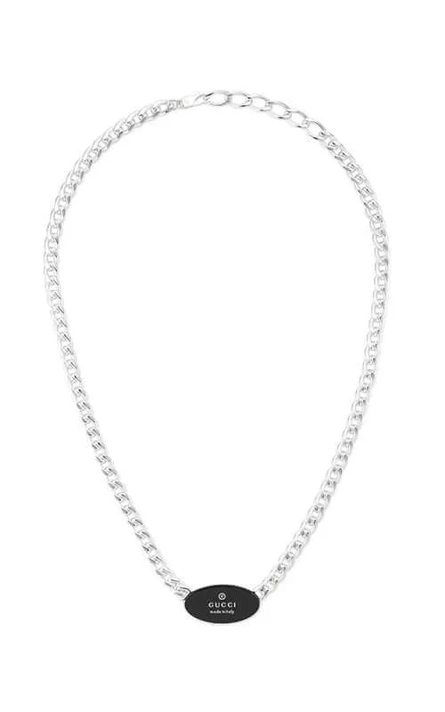 GUCCI Trademark Necklace with Oval Tag Sterling Silver YBB79704900100U
