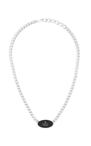 GUCCI Trademark Necklace with Oval Tag Sterling Silver YBB79704900100U