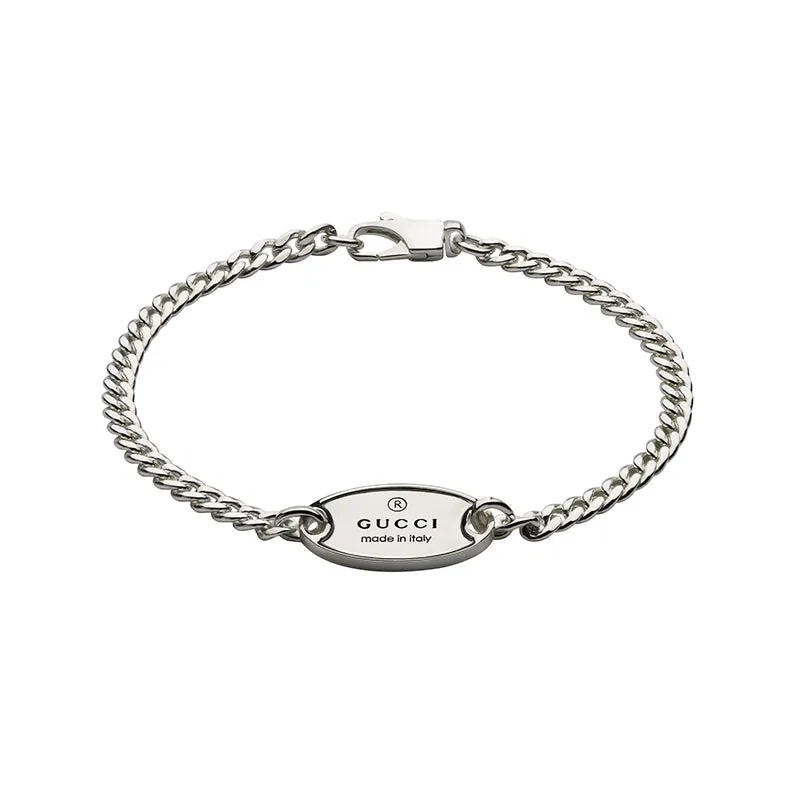 Gucci Trademark Sterling Silver Chain Tag Bracelet D