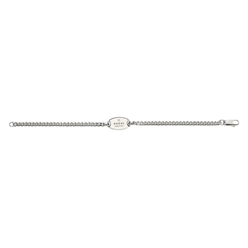 Gucci Trademark Sterling Silver Chain Tag Bracelet D
