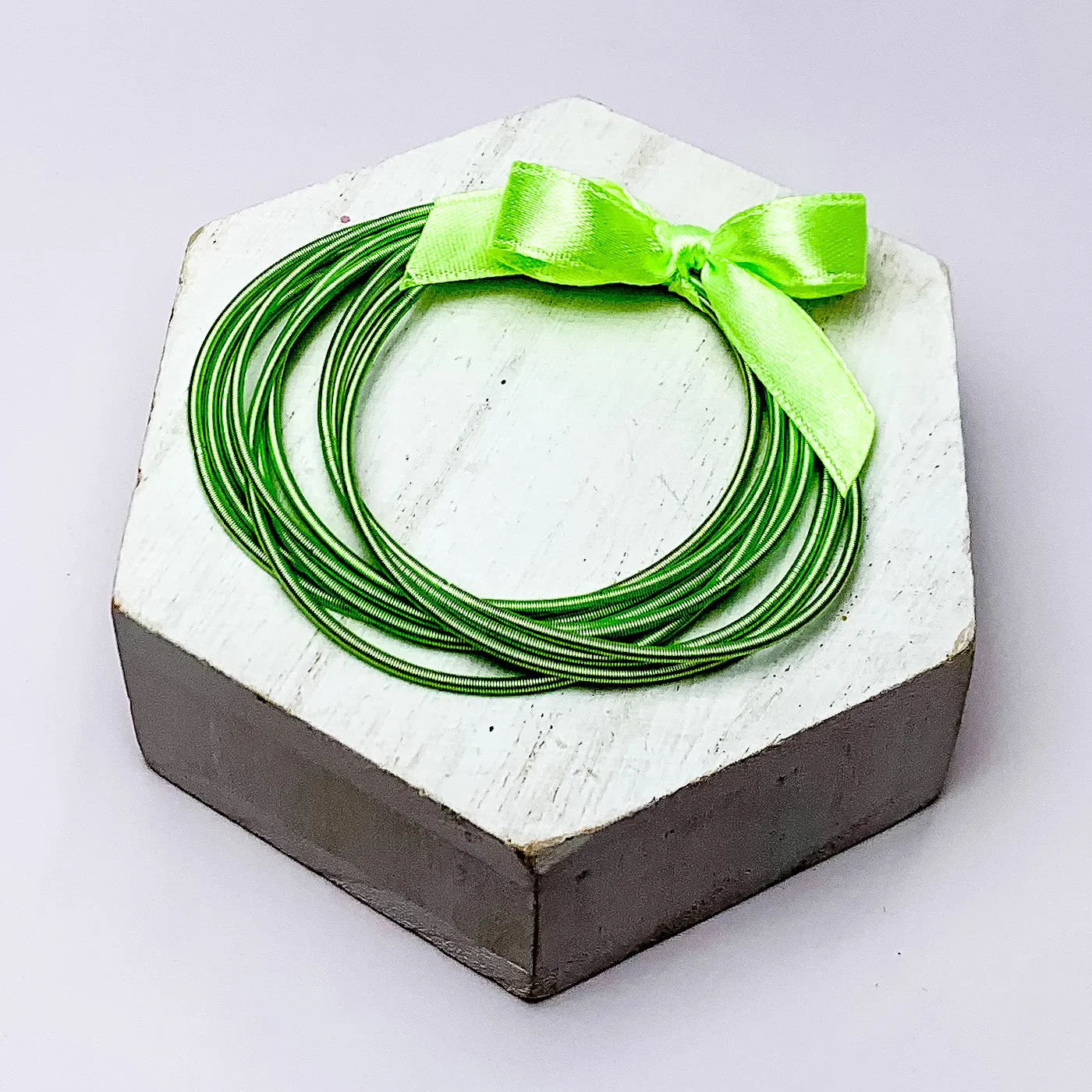 Guitar String Bracelets With Bow in Light Green