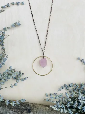 Gwendolyn Circle Necklace - Rose Quartz