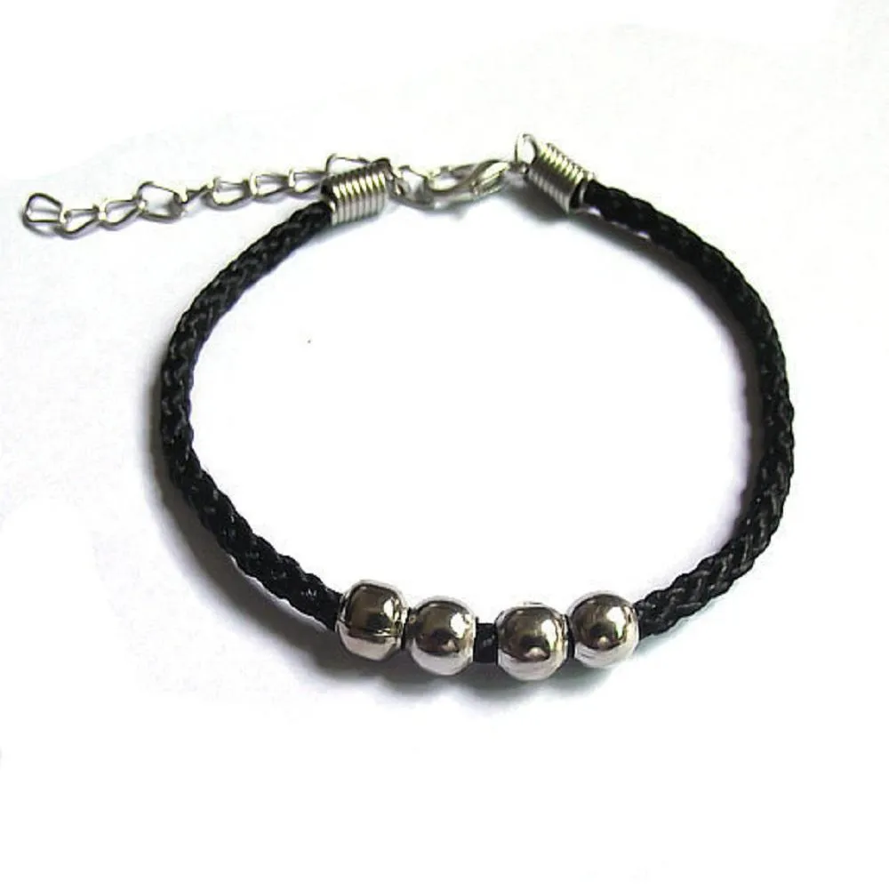 Handmade Beaded Alloy Four Bead Rope Bracelet