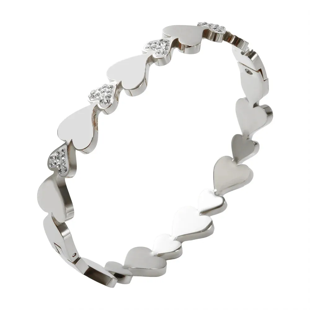 Heart Bracelet Luxury Zircon Inlaid Love 18 k Gold Plated Bracelet Jewelry