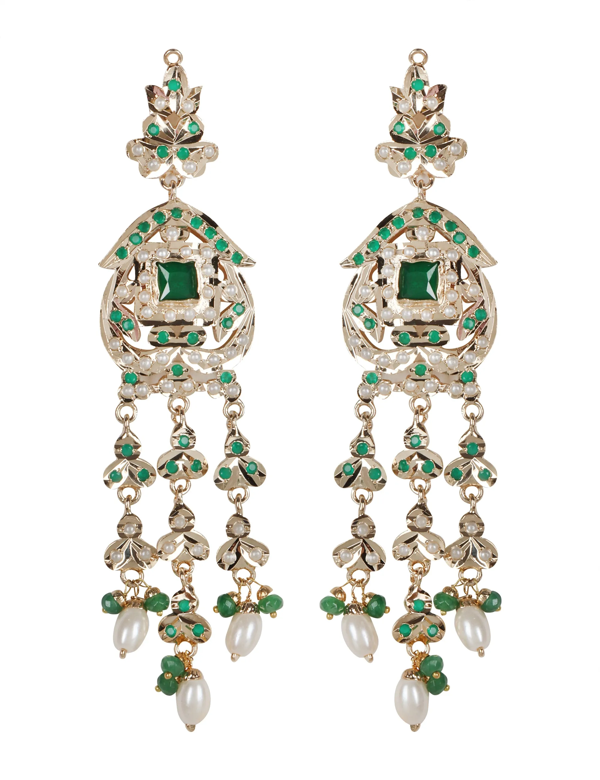 Heritage Jadau Necklace with Emerald Green Beads