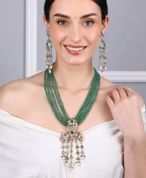 Heritage Jadau Necklace with Emerald Green Beads