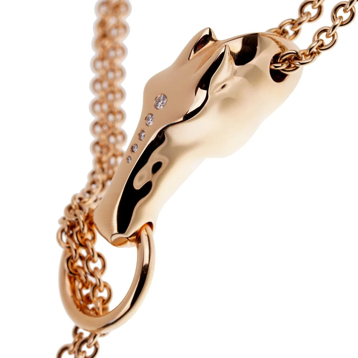 Hermes Galop 18k Rose Gold Diamond Necklace