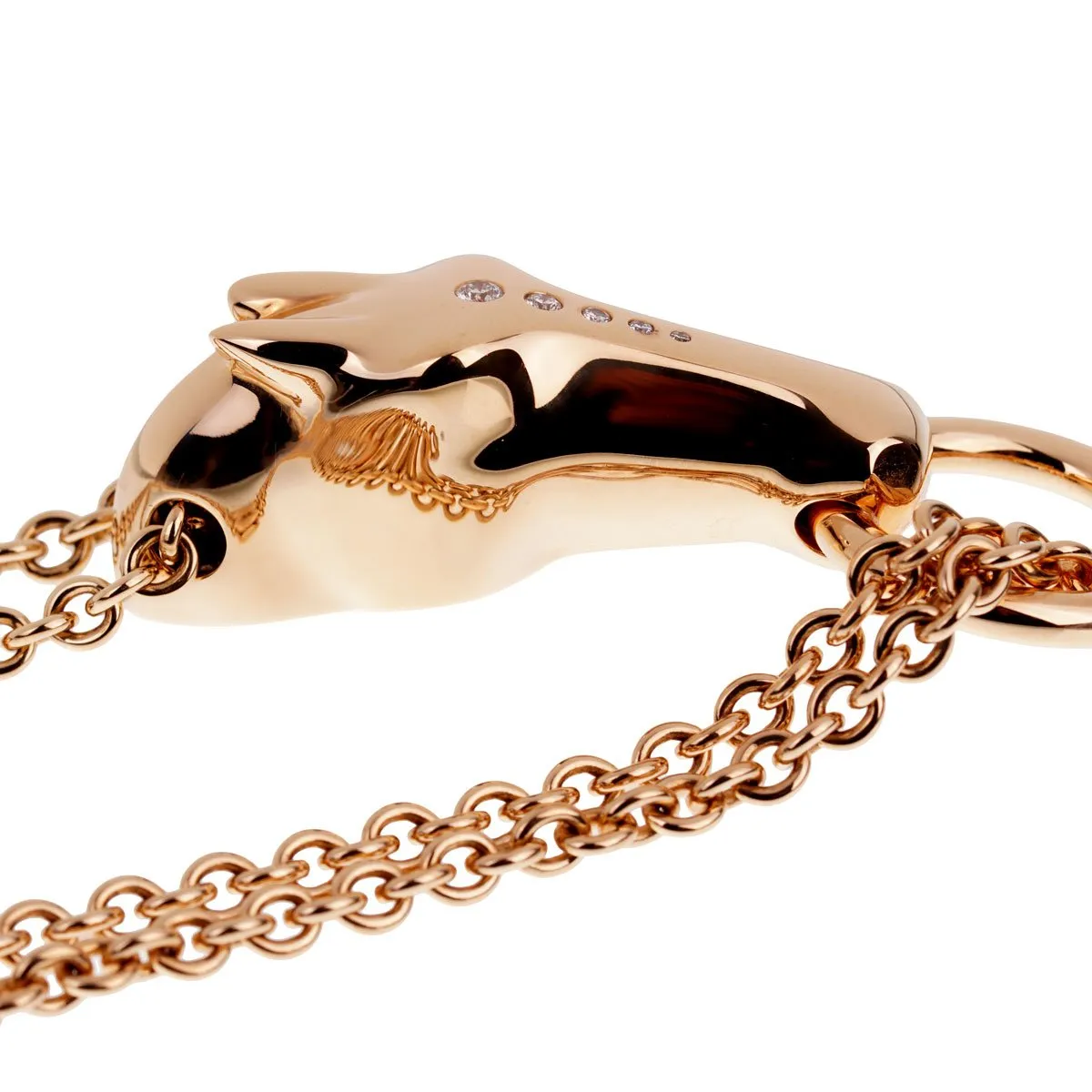 Hermes Galop 18k Rose Gold Diamond Necklace
