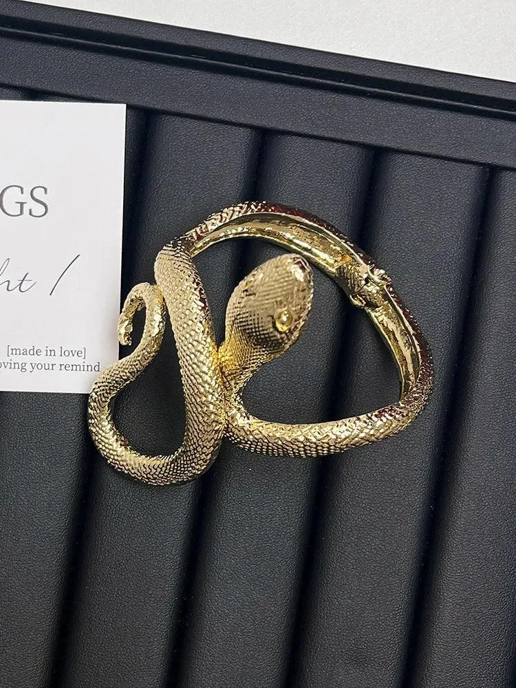 Hot Popular Gothic Unisex Snake-shaped Open Bracelets For Woman - Punk Hip-Hop Texture Bangles Party Jewellery