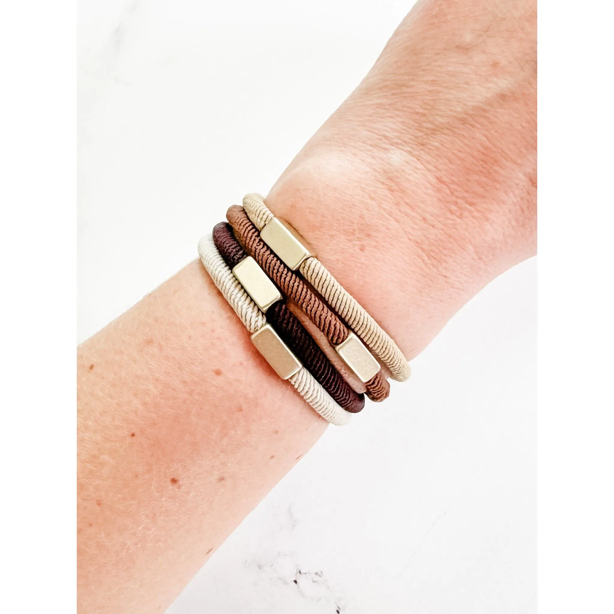 IN STOCK Hair Tie Bracelet Sets - Neutral Gold Accents | Hair Accessories