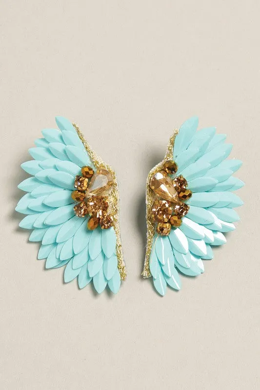 Jeweled Feather Earrings