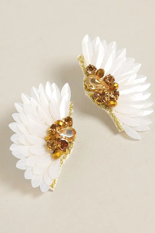 Jeweled Feather Earrings