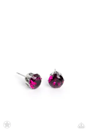 Just In TIMELESS - Pink Post Earring-Blockbuster-Paparazzi