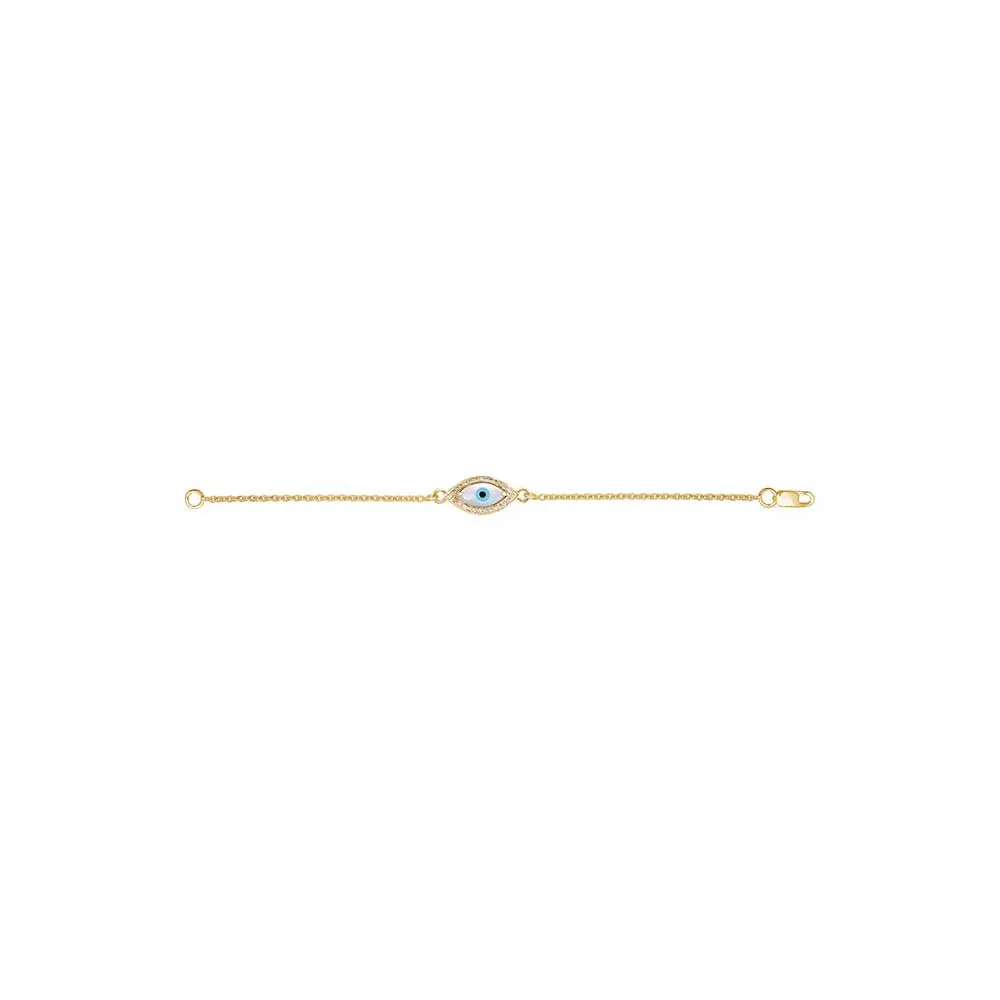 Kaj Fine Jewellery Baby Marquise Evil Eye Diamond Chain Bracelet in 14KT Yellow Gold
