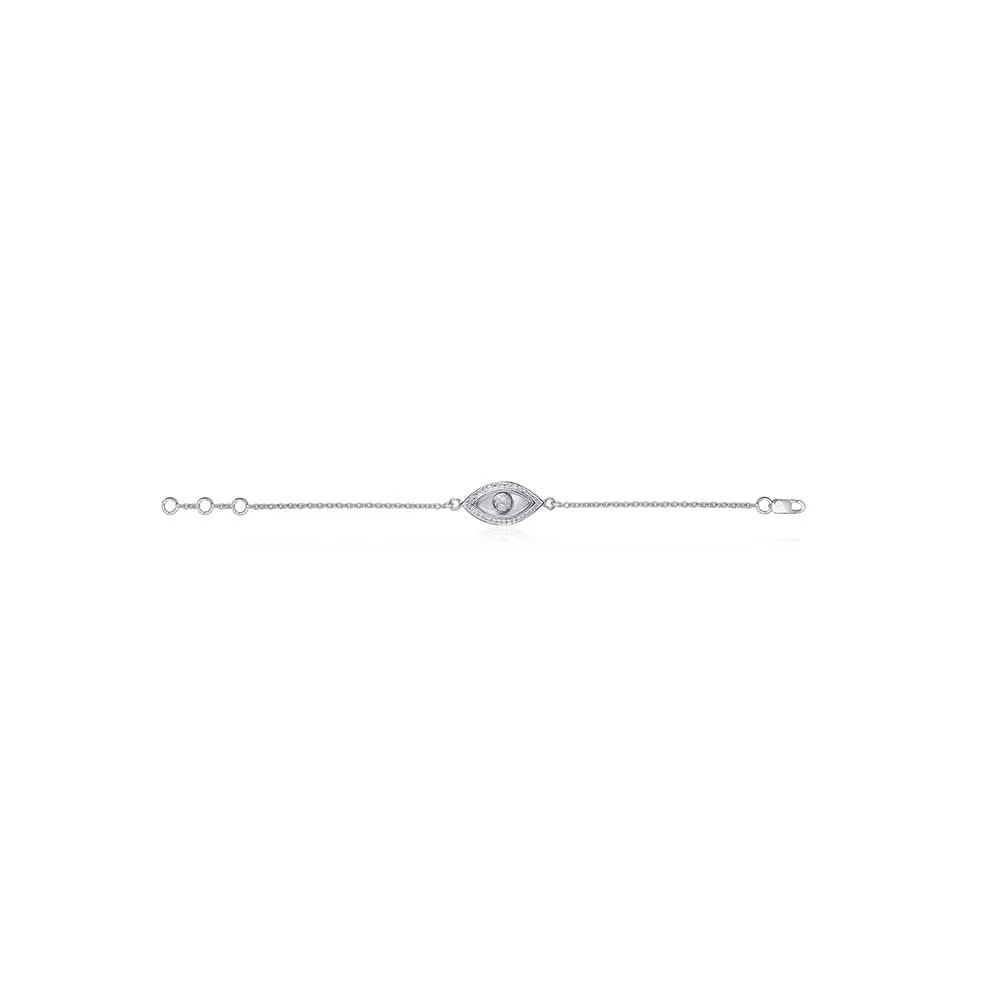 Kaj Fine Jewellery Medium Marquise Evil Eye Diamond inlay Chain Bracelet in 14KT White Gold
