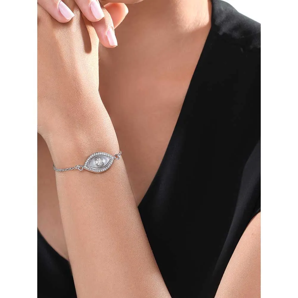 Kaj Fine Jewellery Medium Marquise Evil Eye Diamond inlay Chain Bracelet in 14KT White Gold