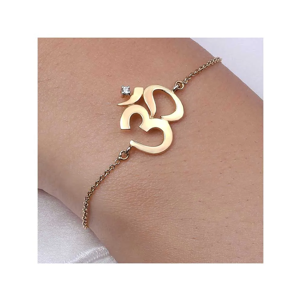 Kaj Fine Jewellery OM Single Diamond Chain Bracelet in 14KT Yellow Gold