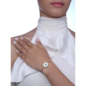 Kaj Fine Jewellery Small Flower Evil Eye Chain Diamond Bracelet in 14KT Yellow Gold