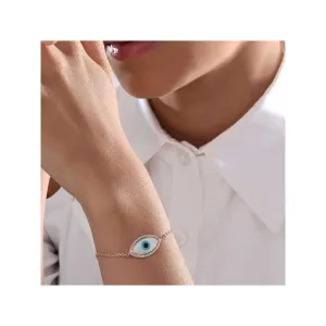 Kaj Fine Jewellery Small Marquise Evil Eye Diamond Chain Bracelet in 14KT Yellow Gold