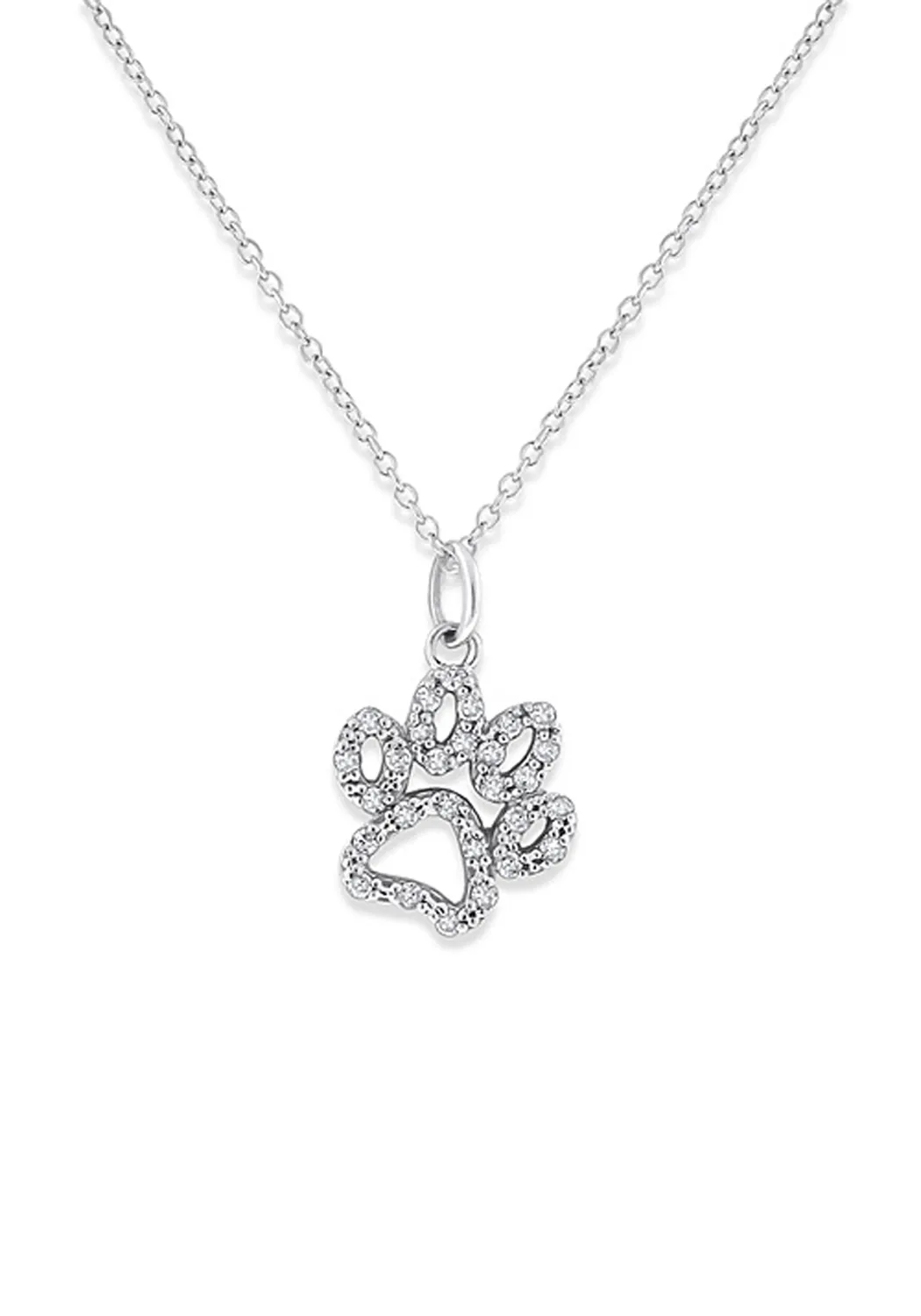 KC Designs 14K White Gold Diamond Paw Necklace