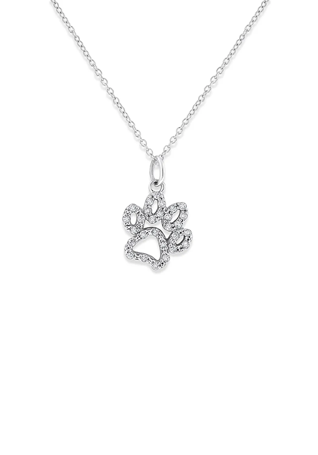KC Designs 14K White Gold Diamond Paw Necklace