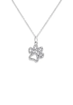 KC Designs 14K White Gold Diamond Paw Necklace
