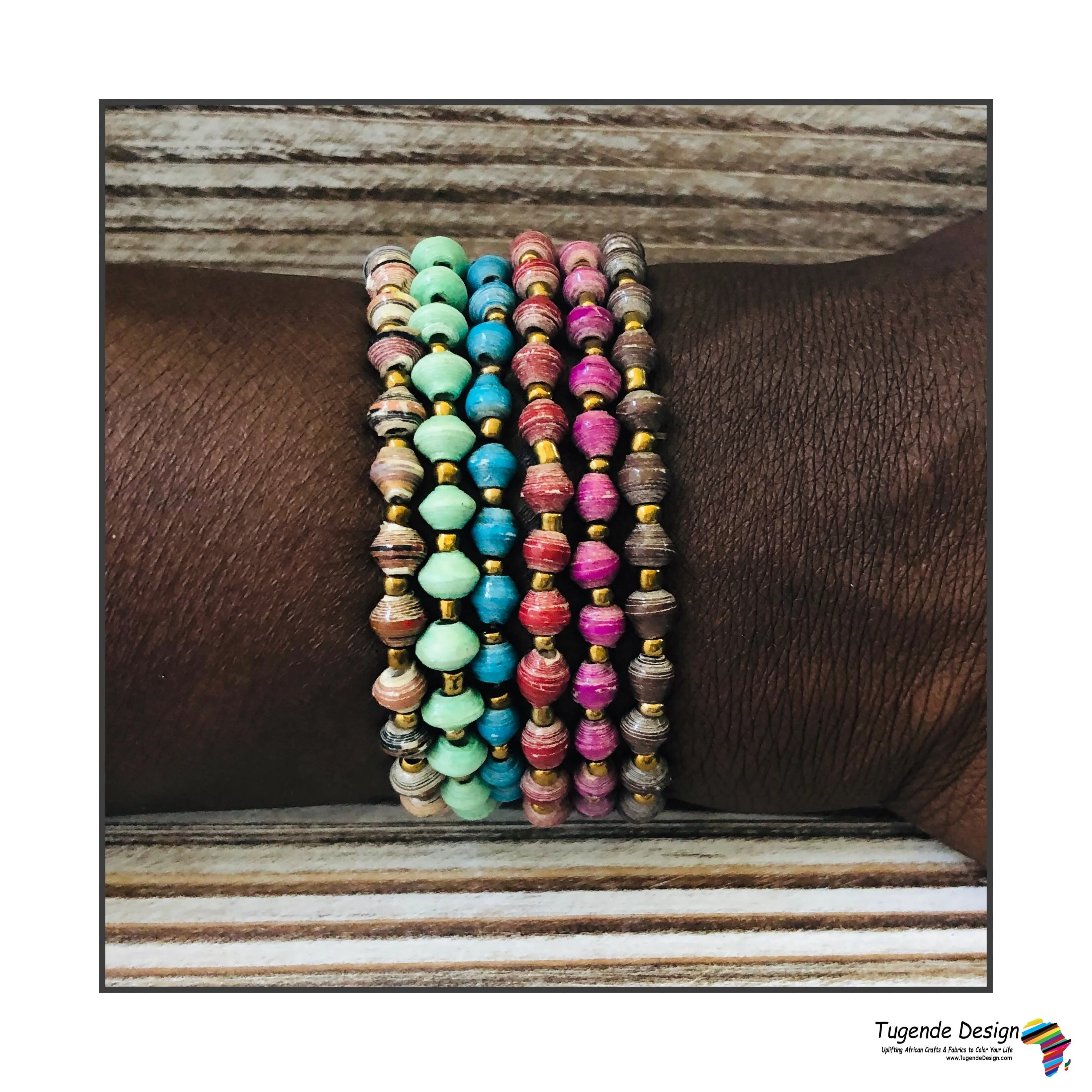 Kyendi Stackable Beaded Stretch Bracelets  (Set of 6 - Trendy Colors)