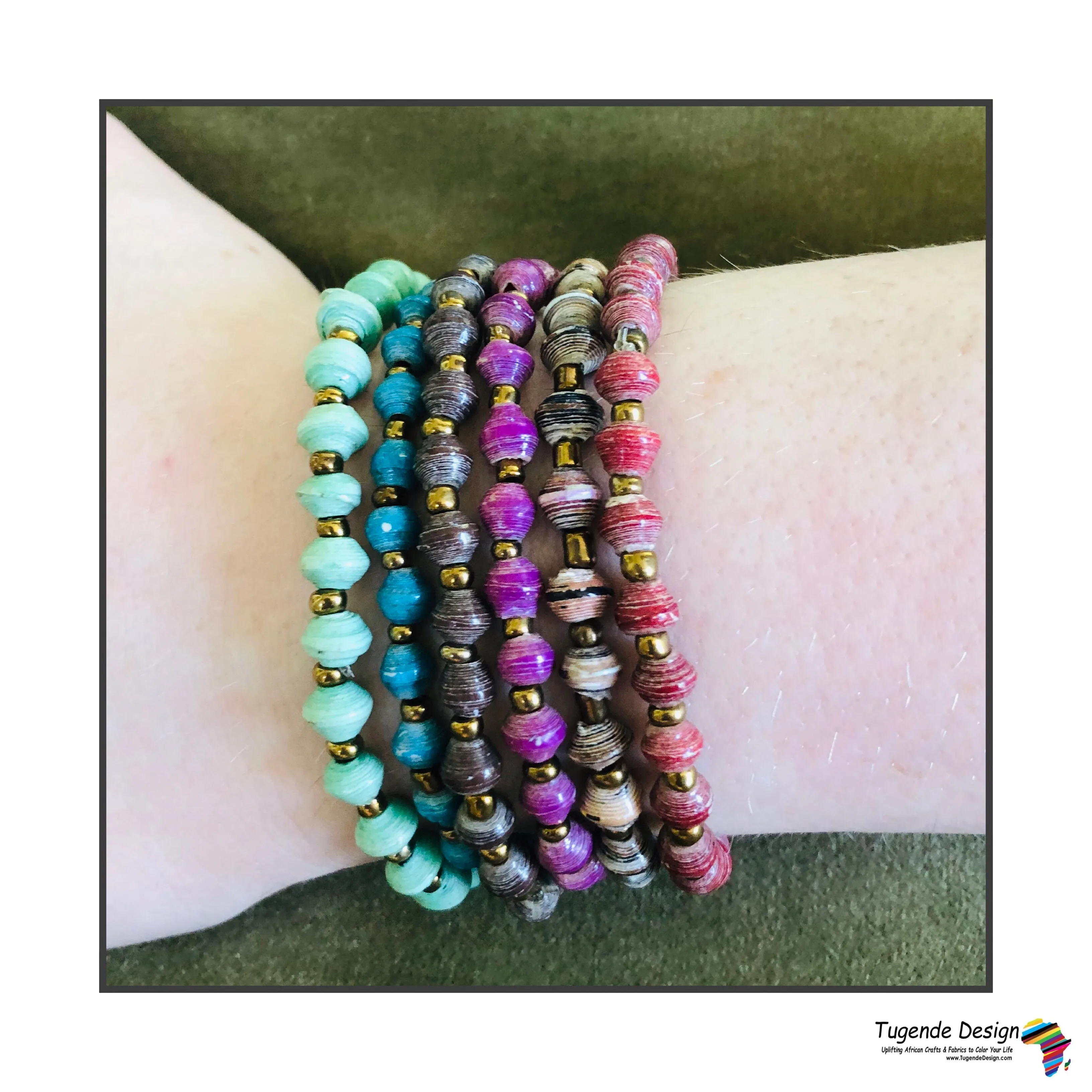 Kyendi Stackable Beaded Stretch Bracelets  (Set of 6 - Trendy Colors)