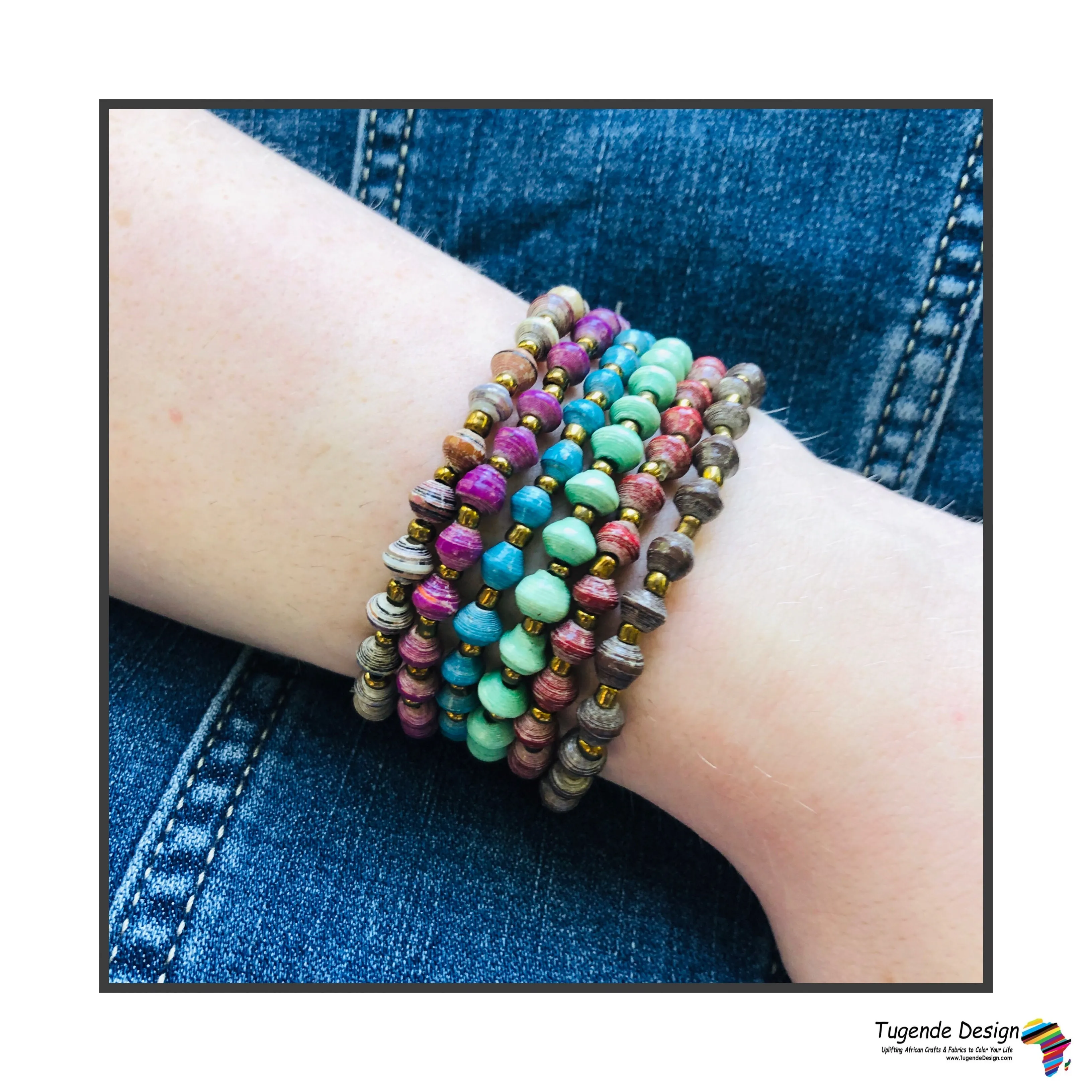 Kyendi Stackable Beaded Stretch Bracelets  (Set of 6 - Trendy Colors)