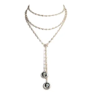 La Señora Beaded Lariat - Cream Pearl
