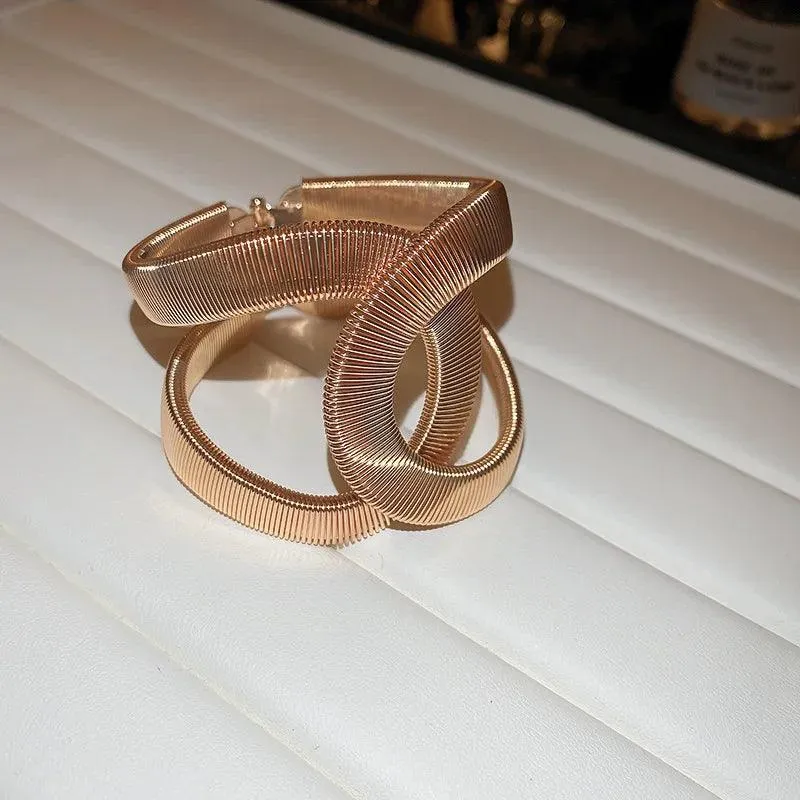 Ladies Boho Wide Line Cuff Open Bracelet Punk Cool Psycho Shiny Ring Bracelets -  Adjustable Jewellery