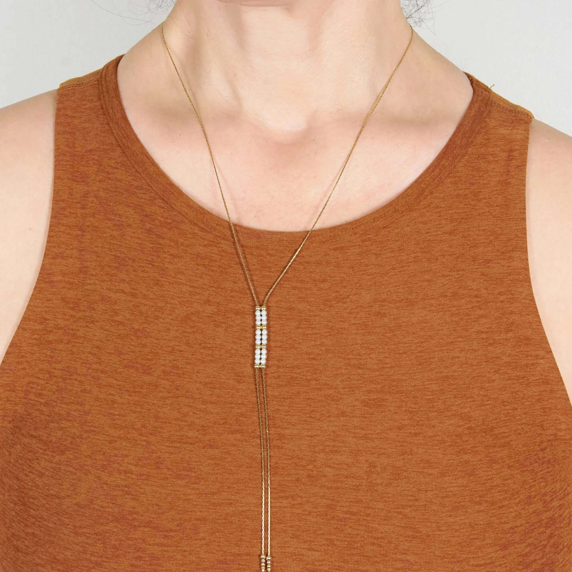 LARA ADJUSTABLE PEARL BEADS NECKLACE